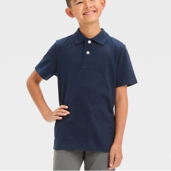 Cat & Jack Boys Navy Blue Short Sleeve School Uniform Polo Shirts S 6/7 - Picture 6 of 6